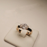 钛钢镀18k彩金镶钻玫瑰金戒指一克拉女中指小指食指指环仿真钻戒