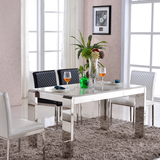 餐桌椅组合欧式餐桌小户型不锈钢大理石餐桌钢化玻璃方形餐桌饭桌