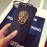 韩版苹果iphone6 plus皮手机壳 蛇纹狮子头金属扣iphone6外壳时尚