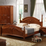 全实木床开放漆床1.8米美式床高箱储物床红橡卧室家具双人床婚床