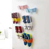 创意糖果色壁挂式鞋架立体收纳层架简易粘贴式鞋子收纳挂