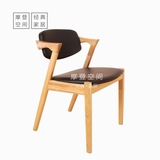 Z型PU坐垫简约皮艺餐椅酒吧洽谈会议座椅 家用咖啡桌实木白橡木椅