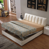 皮床双人床简约现代 1.8米真皮软床皮艺床气动储物小户型实木婚床