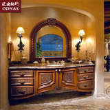 高端大户型欧式奢华仿古浴室柜组合橡木实木卫浴台盆柜洗漱台中式