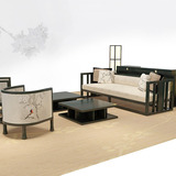 现代新中式沙发 客厅单人圈椅三人洽谈沙发卡座组合 售楼处家具