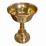 藏传佛教用品供灯供杯长明灯纯黄铜加厚藏式酥油灯座22公分花边灯