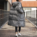 韩国代购2015冬装外套新款连帽过膝羽绒服女羽绒衣超长款加厚宽松