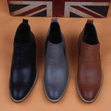 新款皮靴英伦男士尖头商务皮鞋内增高短靴婚鞋韩版发型师鞋子