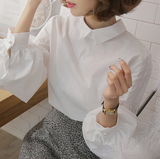 2016春季新款韩版甜美公主灯笼袖娃娃领衬衫宽松百搭长袖白衬衣女