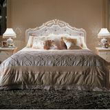 欧式布艺公主床实木雕刻新款时尚大床1.8米床白色法式婚床双人床