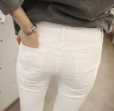 韩国代购夏季薄款高腰紧身白色牛仔裤女九分裤显瘦黑色小脚铅笔裤