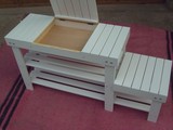 清雅白色 高低组合实木换鞋凳/多功能鞋架/鞋柜 带储箱80-100厘米