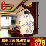 中式客厅壁灯现代床头灯卧室仿古墙壁灯古典实木陶瓷灯过道楼梯灯
