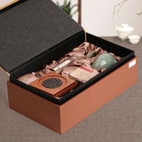 红木盘香炉音乐盒香盒 实木质创意电子香薰炉陶瓷檀香炉紫气东来