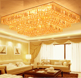 长方形水晶灯金色客厅灯LED吸顶灯卧室餐厅灯具三层现代酒店灯饰