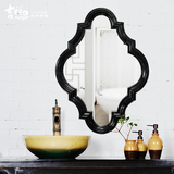 吉祥家现代中式镜子[南窗]手工黑色壁挂浴室镜 树脂卫生间化妆镜Z