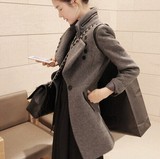 2014新款韩版修身一粒扣呢子大衣女纯色风衣套毛呢外套