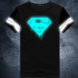 新款荧反光大码男士夏季纯棉学生超人大战蝙蝠侠夜光短袖T恤潮