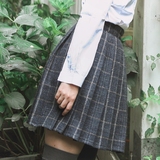 1+2原创 春季日本学生半身A字毛呢格子短裙保暖 可爱JK百褶制服裙