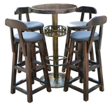 碳化复古实木酒吧桌椅组合 户外庭院咖啡店铁艺休闲家具批发定制