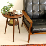 日式现代实木小圆茶几 小户型客厅卧室咖啡厅创意可储物小边几