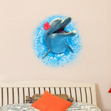 新款海豚3D墙贴客厅沙发背景墙壁贴画创意装饰卧室立体感海洋贴纸