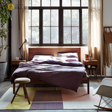 实木双人床1.8米 原木黑胡桃橡木床 北欧现代简约日式卧室家具