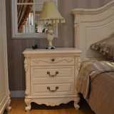 欧式家具 实木床头柜 白色田园风格 仿古 白蜡木床头柜