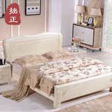 全实木白色中式实木床纯白蜡木水曲柳双人床1.8米储物简约婚床1.5