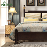 样板房现代新中式卧室床头柜 时尚简约 实木框架床 高端定制