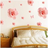 可移除家居 玫瑰墙贴客厅墙贴画贴纸 浪漫卧室床头温馨墙壁贴花
