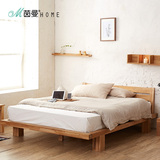 茵曼home北欧简约橡木全实木床板1.8成人双人床木质木床家具