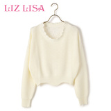 Liz Lisa2016春装新款女装套头针织衫3004甜美百搭短款套头毛衣