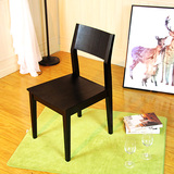 黑色实木水曲柳餐椅时尚简约现代高档黑胡桃色桌椅餐厅原木色椅子