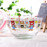 出口韩国 正品特价创意卡通碗耐热玻璃碗泡面碗带盖保鲜碗沙拉碗