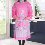 成人韩版加厚围裙长袖防污厨房卡通罩衣防水反穿衣工作服可印字