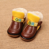 冬季男女牛皮宝宝鞋学步软底儿童鞋真皮婴儿棉鞋鞋子雪地靴1-2岁