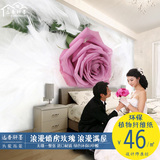 粉红玫瑰浪漫婚房卧室背景墙墙纸床头沙发客厅壁纸环保大型壁画