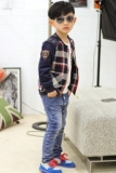 童装男孩秋装2015新款韩版男童中大童加绒外套冬款儿童格子夹克潮