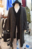 韩国代购男装 羊毛质感针织开衫外套 混色插肩袖毛衣中长款宽松