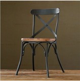 美式复古铁艺实木餐桌椅酒店餐椅咖啡厅坐椅休闲办公椅背靠椅