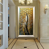 玄关装饰画立体厚颜料挂画过道简约欧式壁画走廊抽象发财树金钱树