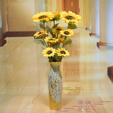 【super太阳花】向日葵电镀陶瓷花瓶落地仿真花套装客厅卧室书房