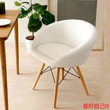 特价日式餐椅实木电脑椅时尚简约酒吧椅吧台凳白色PU皮实木休闲椅