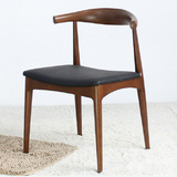 全实木牛角椅实木餐椅子凳子北欧简约宜家咖啡厅靠背椅奶茶店书椅