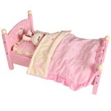 粉色床兔小床娃娃床幼儿园木制玩具娃娃床床儿童过家家仿真玩具