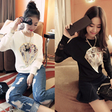 金牌梦2016春季蘑菇新款韩版长袖女生蕾丝打底学生衣服T恤1119