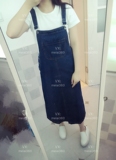 大码女装200斤胖mm2016夏新款韩版显瘦牛仔背带长裙9493