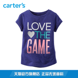 Carter's1件式蓝色短袖上衣休闲T恤爱心字母夏女童装中童273G466
