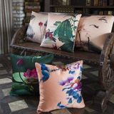 中国风新中式古典水墨画靠垫靠枕抱枕套 荷花鸟沙发靠背45不含芯